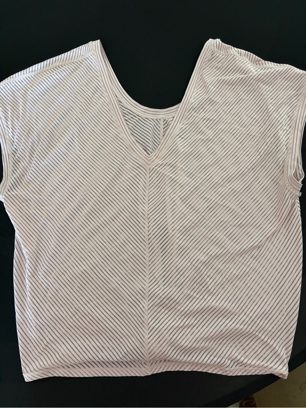 lululemon athletica Pink and White Striped V-Neck Tank
